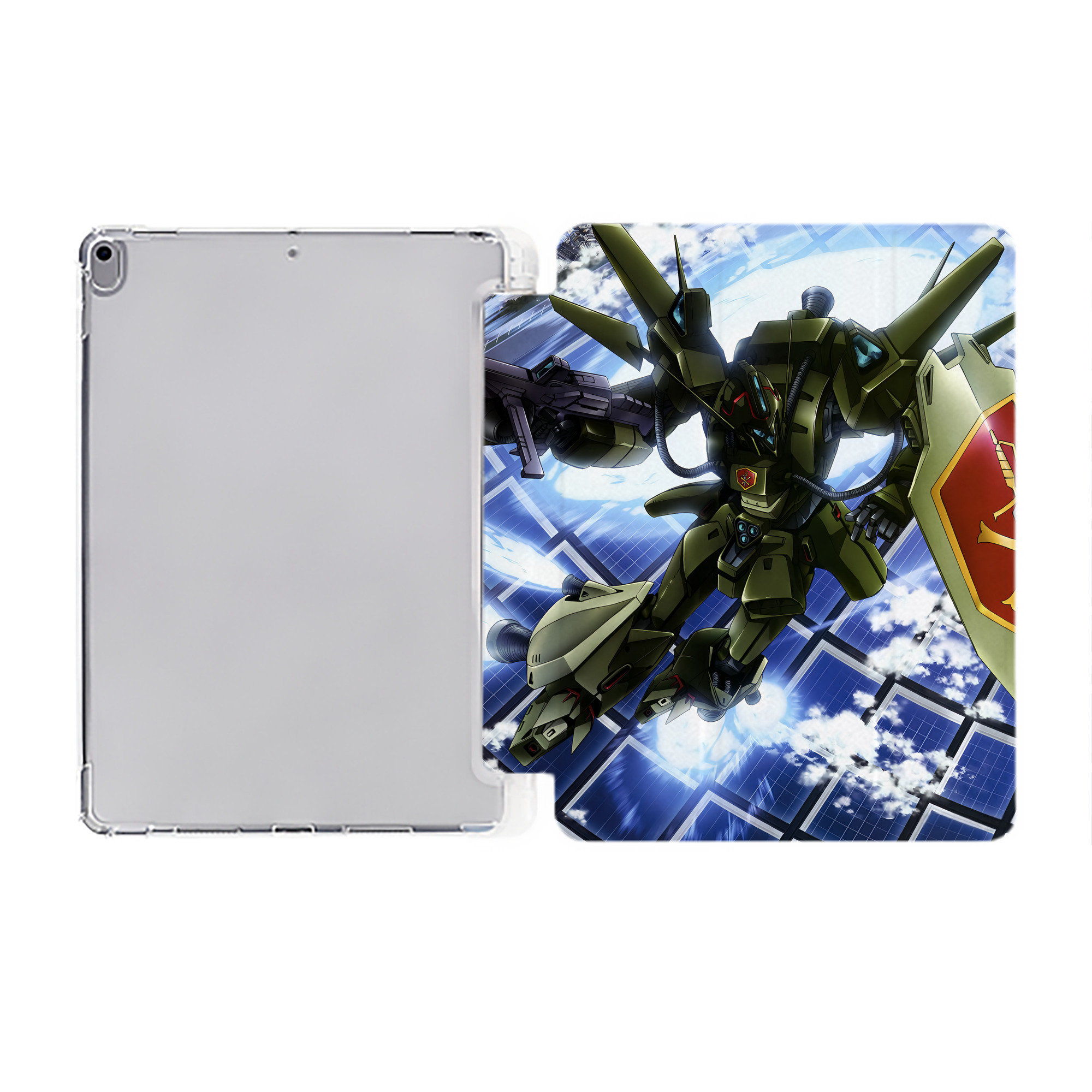 （画像用） 機動戦士ガンダム Mobile Suit Gundam IPad ケース ペン収納付き 三つ折りスタンド PUレザー×シリコン 対応機種9.5/10.5/10.9インチ